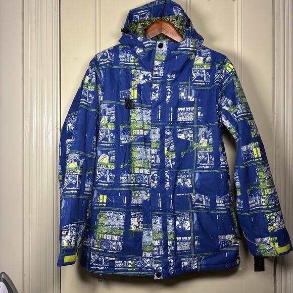 RIDE Snowboards Jacket Men LARGE Outdoor Winter Snow Ski Graphic Blue Green - Picture 2 of 13